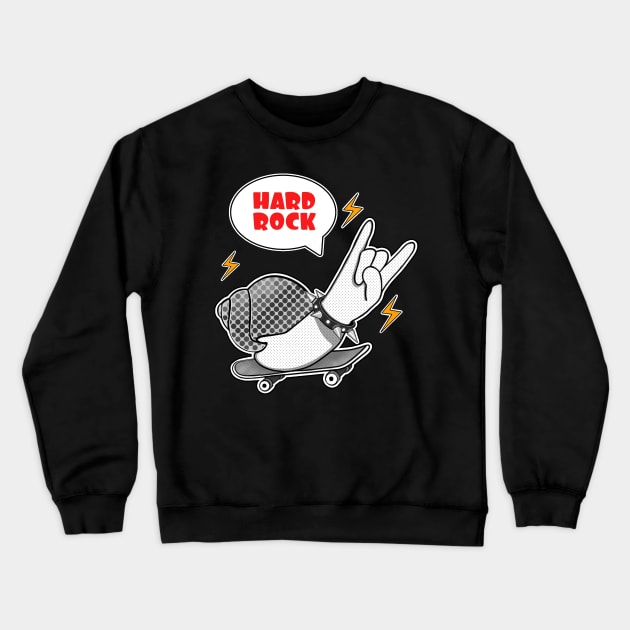 Snail on skateboard hard rock Crewneck Sweatshirt by Meakm